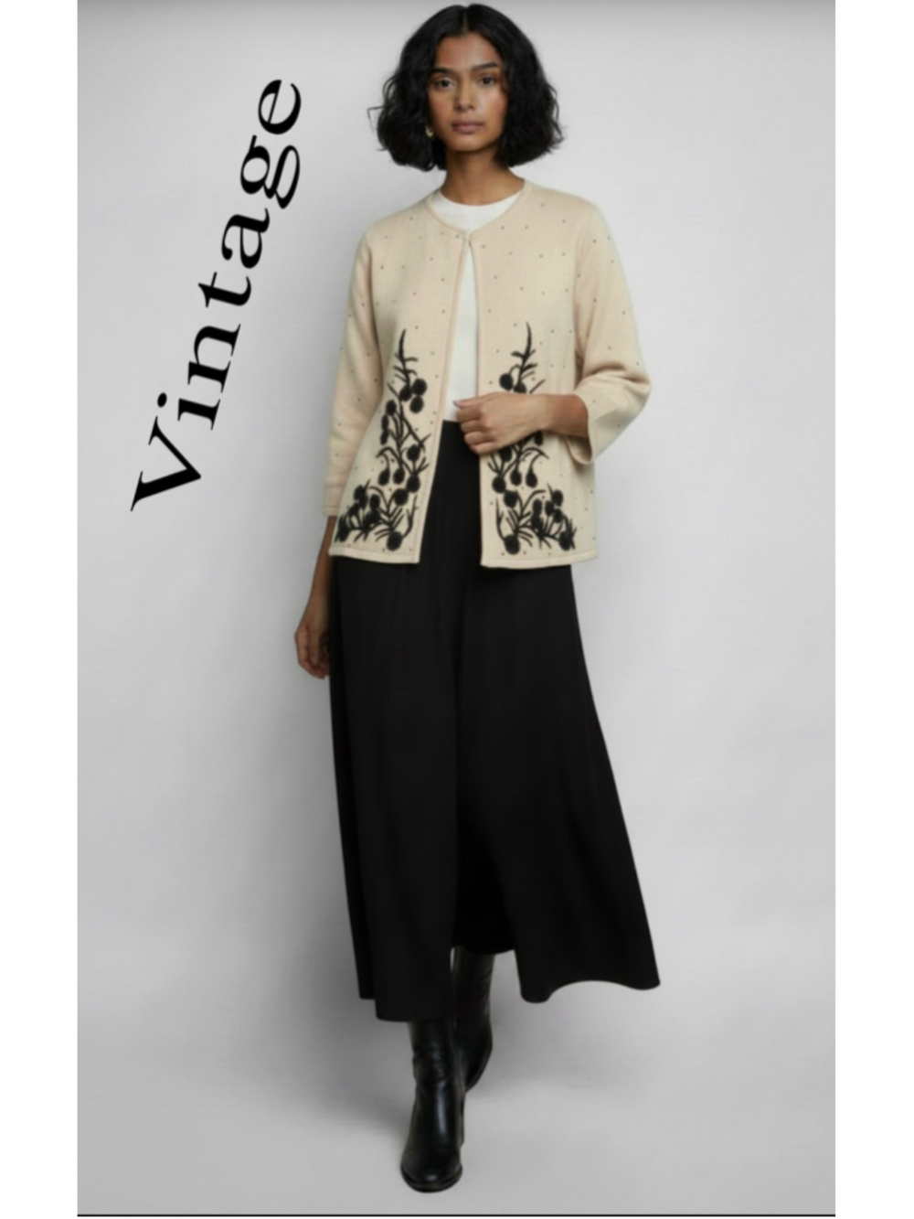 Vintage Asian Beaded Cardigan Sweater